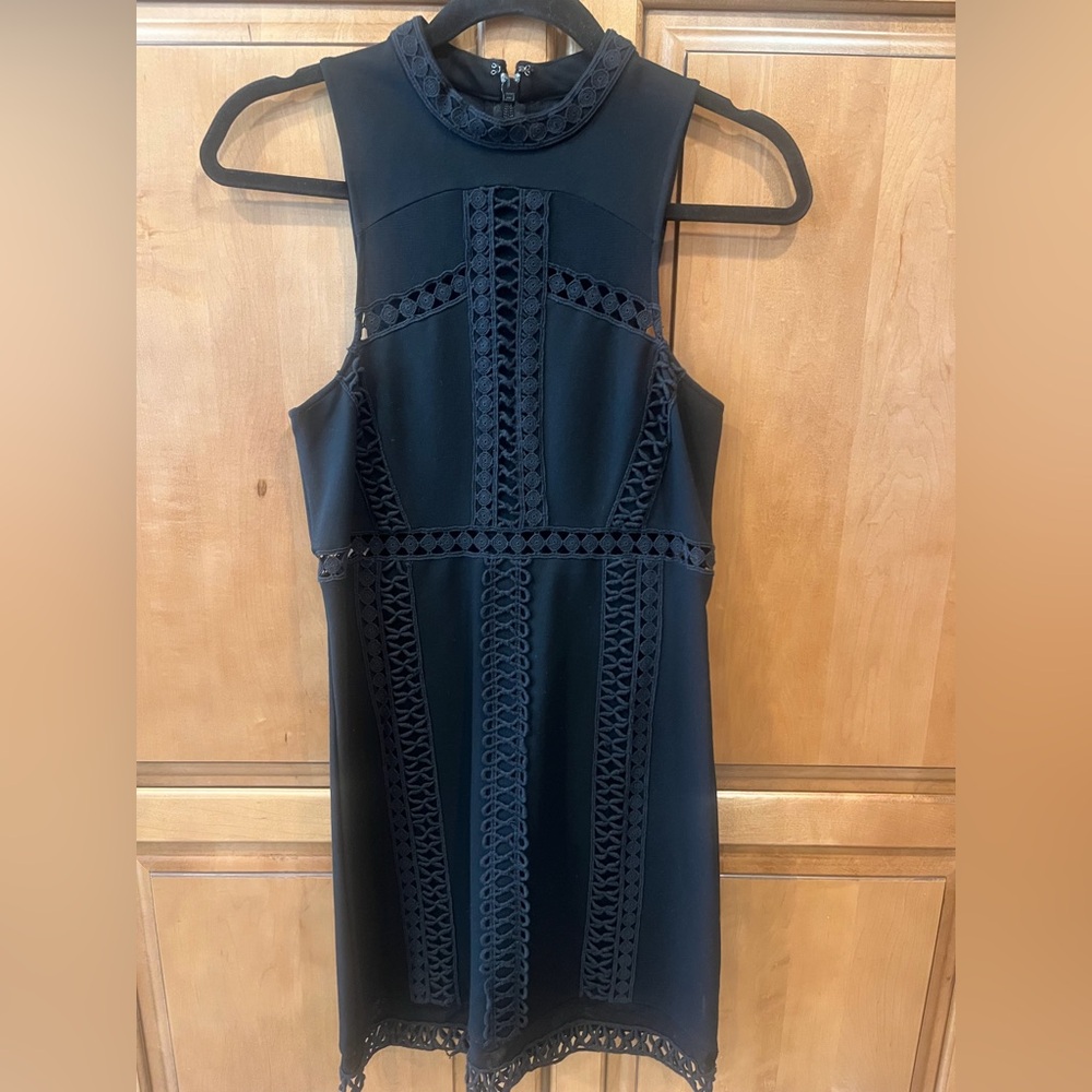 Free People Black Crochet-Trim Mini Dress